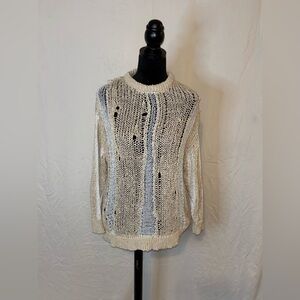 NWT Zara Cream and Gray Textured Sweater